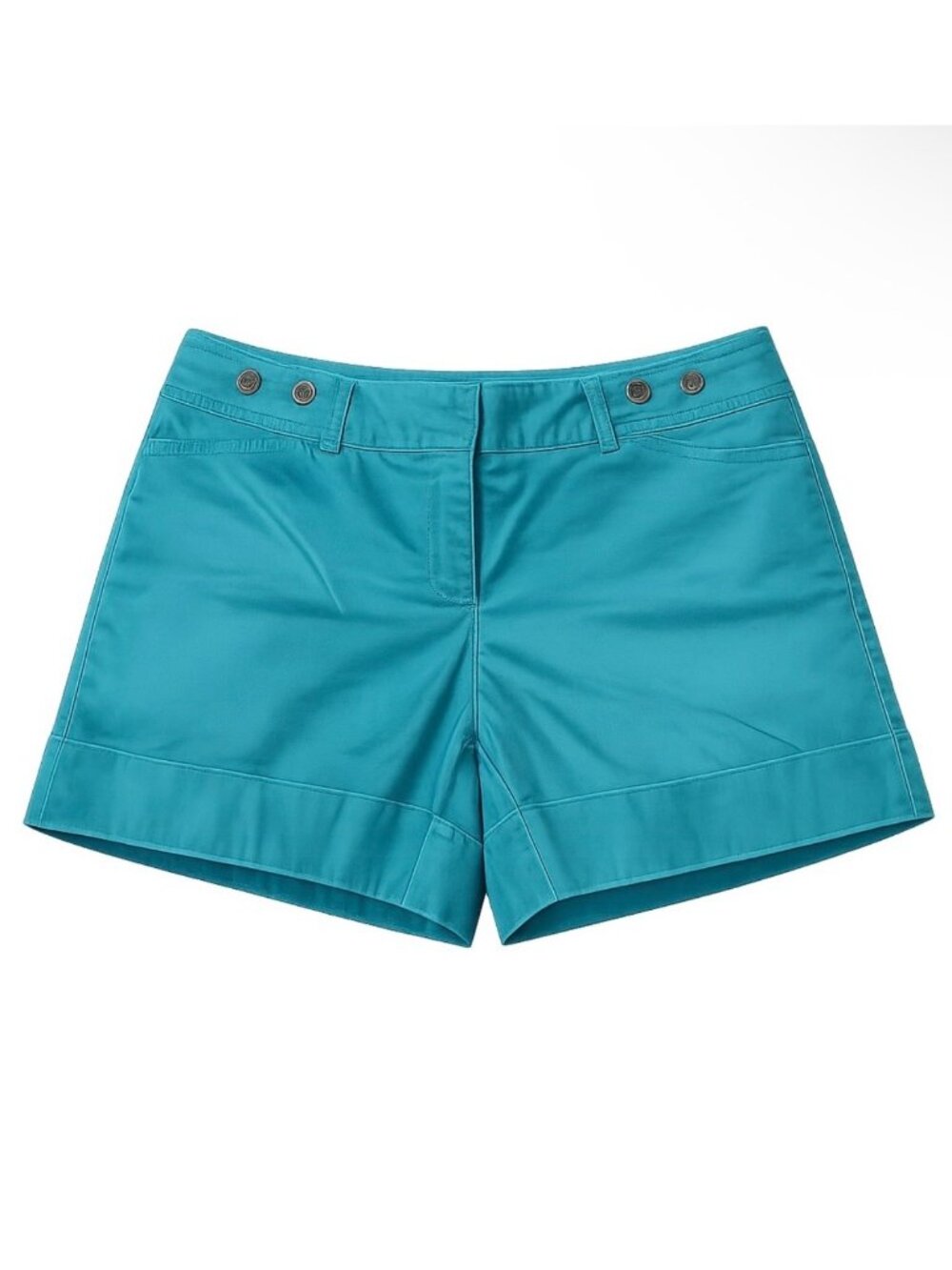 White House Black Market Teal Shorts Size 8 Cotton Blend With Button Details